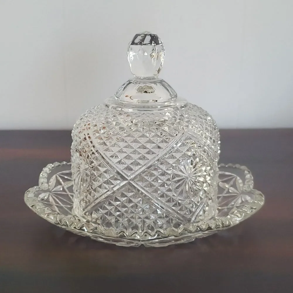 Gorgeous Vintage Avon Fostoria Crystal Covered Dome Butter Dish